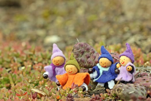 Four little gnomes in the desert