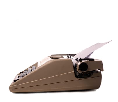 Vintage typewriter with a letter on a white background