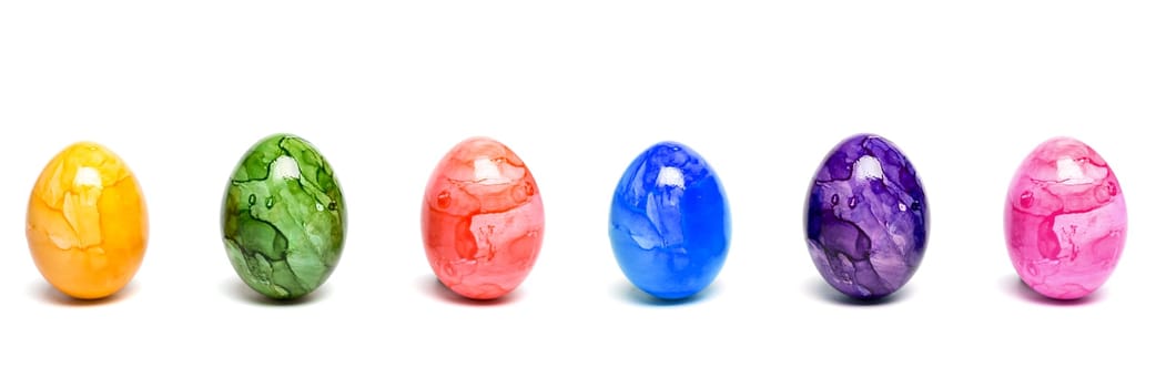 Colorful Colored Easter Eggs with White Background