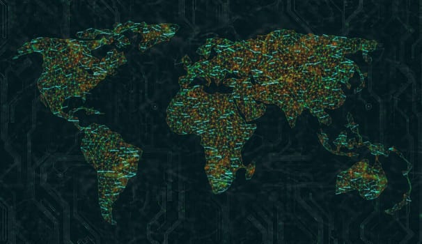 World map represented by lines of digital connections. Image concept of a digital world.