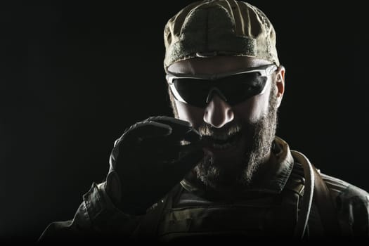 Green Berets US Army Special Forces Group soldier smoking