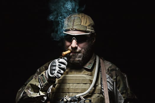 Green Berets US Army Special Forces Group soldier smoking