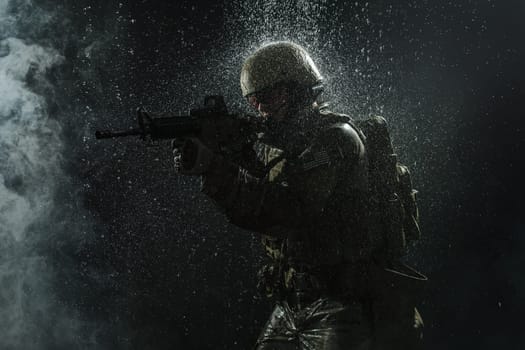 Green Berets US Army Special Forces Group soldier in the rain