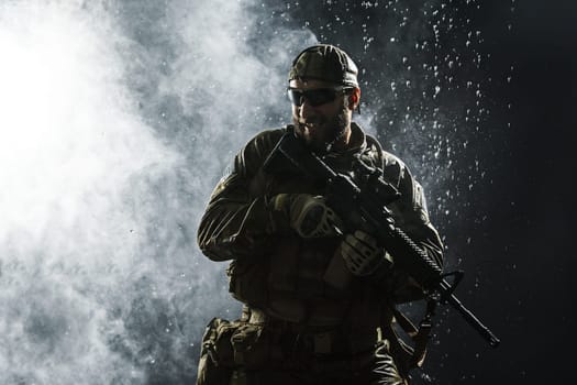 Green Berets US Army Special Forces Group soldier in the rain