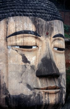 the big Buddha near the city of Leshan in the provinz Sichuan in China in eastasia.