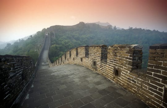the great wall near the city of beijing in the east of china in east asia.