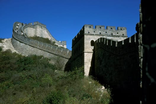 the great wall near the city of beijing in the east of china in east asia.