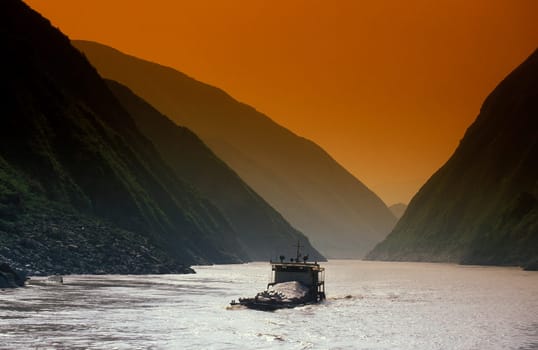 the landscape of the yangzee river in the three gorges valley up of the three gorges dam projecz in the province of hubei in china.