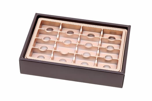 Empty confectionery box on isolated white background