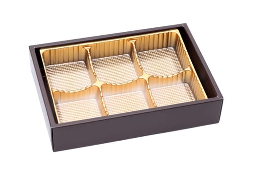 Empty confectionery box on isolated white background