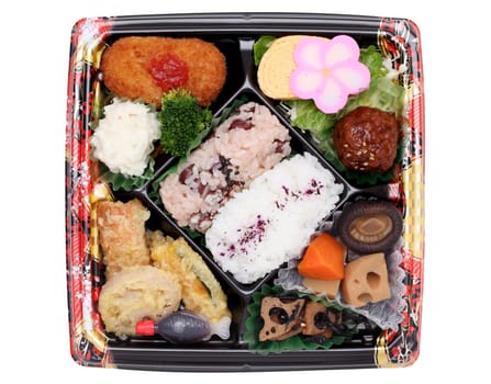 Japanese bento lunch isolated on white background