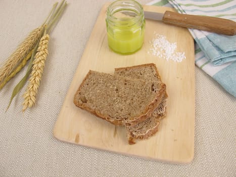 Frozen olive oil,salt and bread