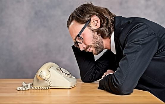 young businessman waiting for a important phone call