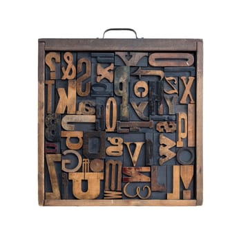 Collection of various wood type letters for printing