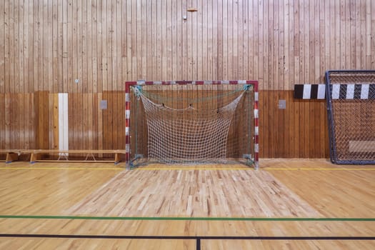Old and worn indoor soccer gymhall