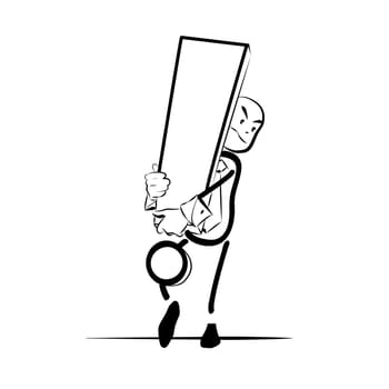 businessman exclamation mark. Line art style. Business sketch. Business concept success