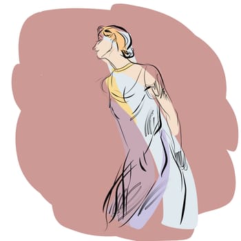 Woman dancing. Beautiful girl. Woman music vector illustration. Hobbies and interests.