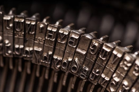 Details on antique typewriter. Vintage and retro