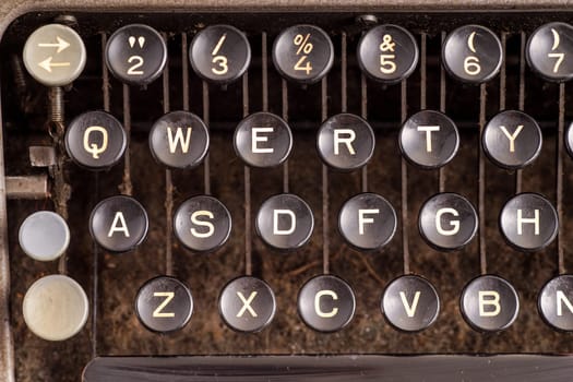 Details on antique typewriter. Vintage and retro