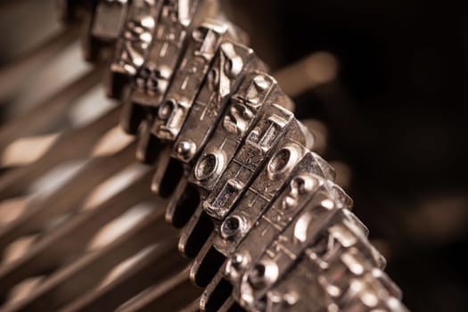 Details on antique typewriter. Vintage and retro