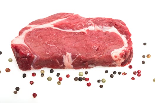 Freeagent Rib Eye Steak dry aged raw with peppercorns