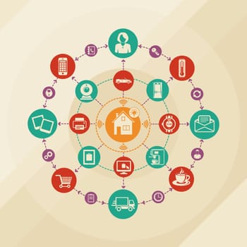 Flat icons infographic. Smart home and internet of things concept.
