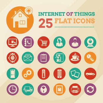 Flat icons set. Smart home and internet of things concept.