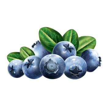 Tasty blueberries with leaves. For products and packaging.