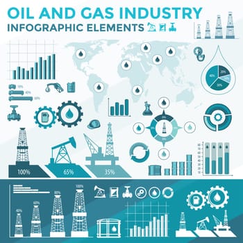 Oil and Gas infographic icons and elements.