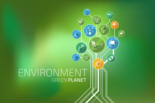 Ecology infographic elements and icons tree. Environment, Green Planet
