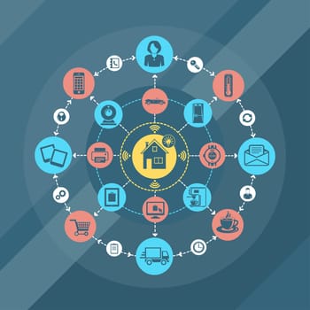 Flat icons infographic. Smart home and internet of things concept.