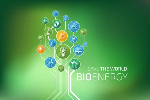 Ecology infographic elements and icons tree. Bio Energy