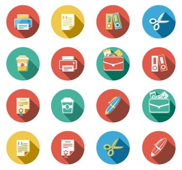 Business, Office and Web concepts flat icons set.