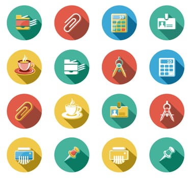 Business, Office and Web concepts flat icons set.