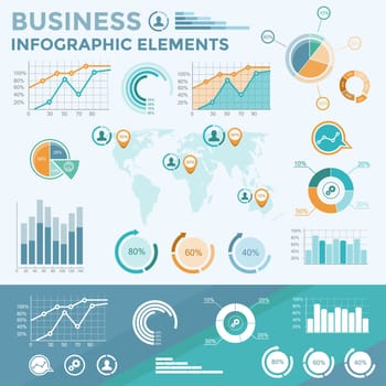 Infographic elements collection, business vector illustration in flat style.