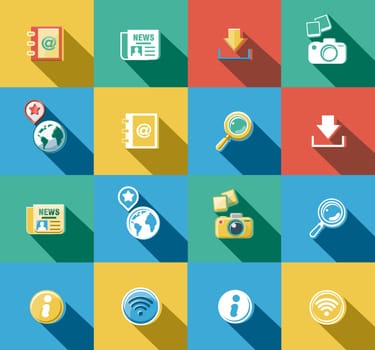 Business, Office and Web concepts flat icons set.