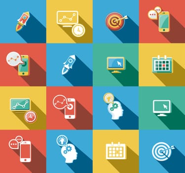 Business, Office and Web concepts flat icons set.