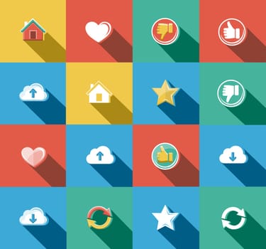 Business, Office and Web concepts flat icons set.