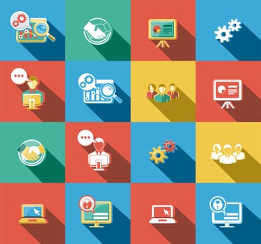 Business, Office and Web concepts flat icons set.