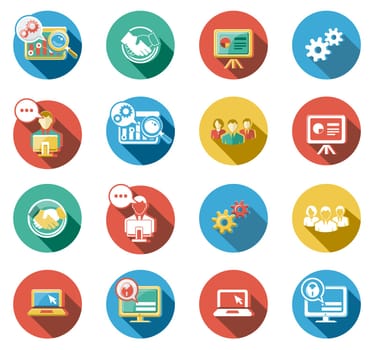 Business, Office and Web concepts flat icons set.
