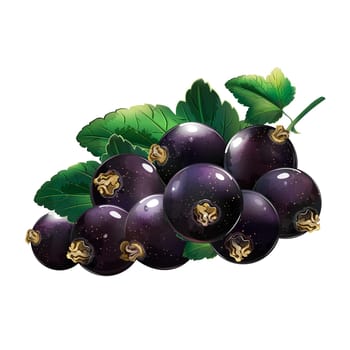 Tasty black currant with leaves. For products and packaging.