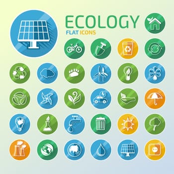 Ecology flat style infographic elements and icons.