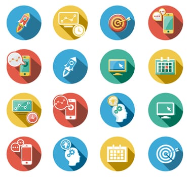 Business, Office and Web concepts flat icons set.