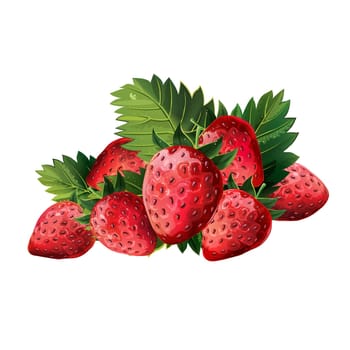 Tasty red strawberries with leaves. For products and packaging.