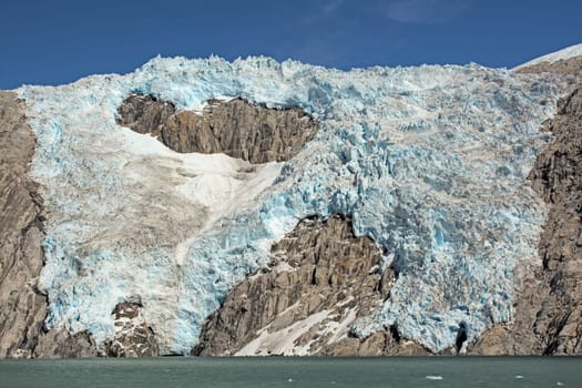 Blue Ice on a Sunny Day on the Northwestern Glacier in Kenai Fjords National Park