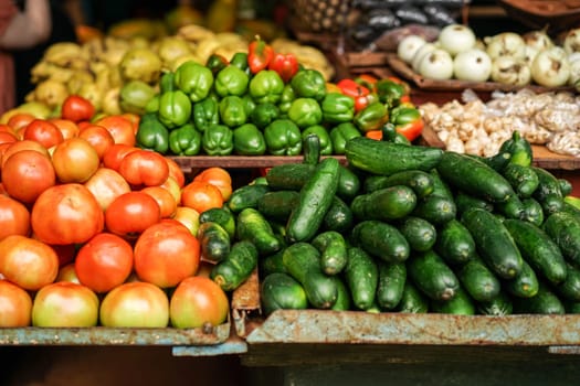 Fruit and Vegetable Market with mixed tropical locale products, in Havana, Cuba