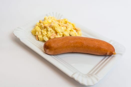 Homemade potato salad with buckwurst..