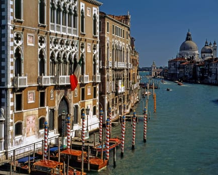 Grand Canal with boats in Venice, Italy