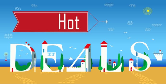 Inscription Hot deals. Cute white houses on the coast