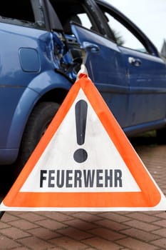 warning triangle on road